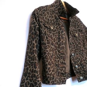 Nine West Sarah Animal Print denim jacket
